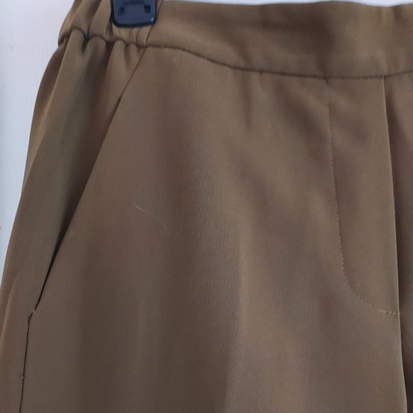 J. Crew Pants Dress Womens Size 4 Green Brown Polyester Elastic Back Pullon READ - Picture 3 of 11